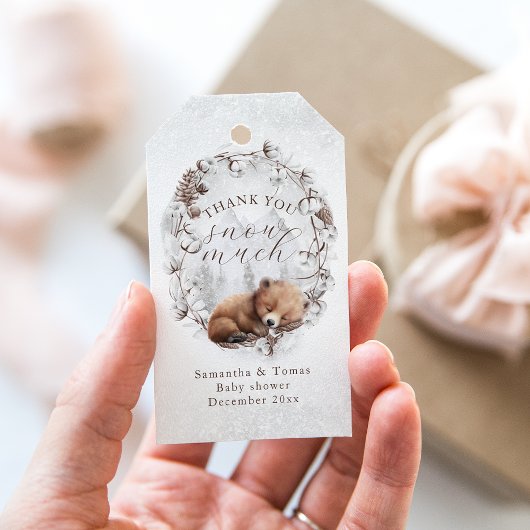 Woodland Beer Koud buiten Winter Baby shower Cadeaulabel