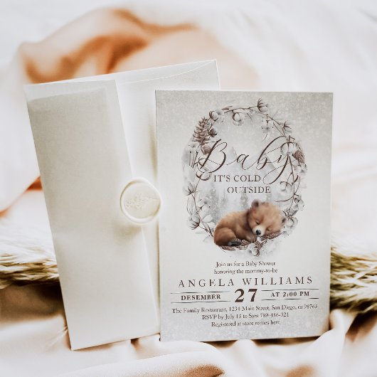 Woodland Beer Koud buiten Winter Baby shower Kaart