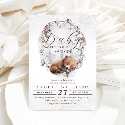 Woodland Beer Koud buiten Winter Baby shower Kaart