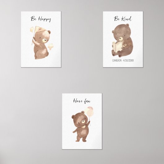 Woodland Beer kwekerij gepersonaliseerde tekst naa Muurkunst Sets (Voorkant)