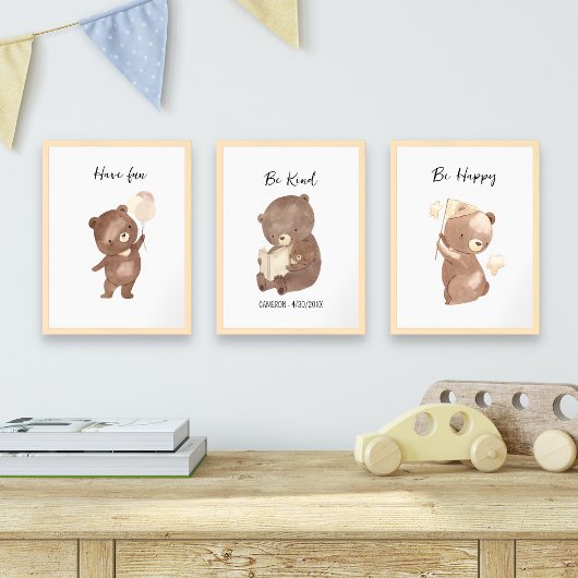 Woodland Beer kwekerij gepersonaliseerde tekst naa Muurkunst Sets