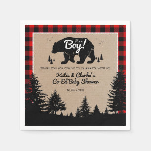 Woodland Beer Lumberjack Co-Ed Boy Baby shower Servet