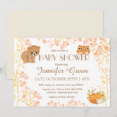Woodland Beer Owls Fox Baby Shower Invitations Kaart (Voorkant / Achterkant)