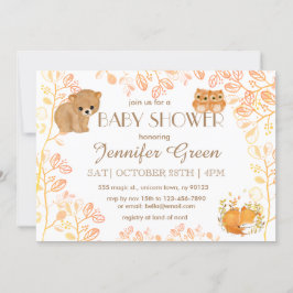 Woodland Beer Owls Fox Baby Shower Invitations Kaart