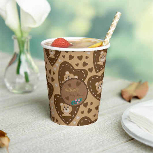 Woodland beer patroon baby shower bruin papier cup papieren bekers (Insitu)