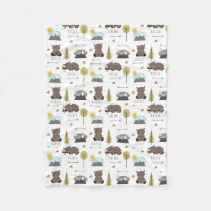 Woodland Beer Pattern Fleece Blanket Deken