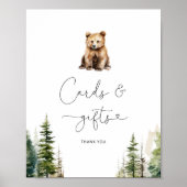 Woodland beer pijnbomen kaarten en geschenken teke poster (Voorkant)