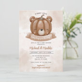 Woodland Beer Pumpkin Baby shower Invitation Kaart (Staand voorkant)