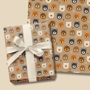 Woodland Beer schattig kinder Inpakpapier Vel