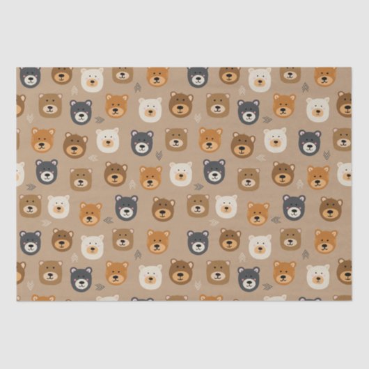 Woodland Beer schattig kinder Tissuepapier (Voorkant)