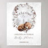 Woodland Beer Winter Baby shower Welkom Poster (Voorkant)