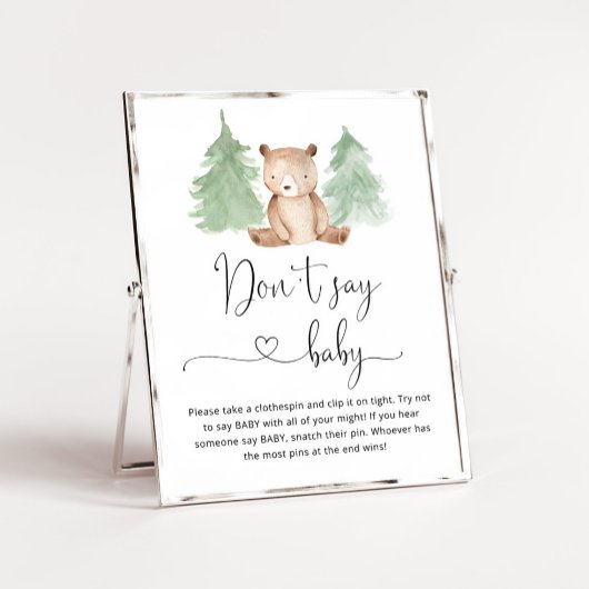 Woodland beer Zeg geen baby shower game Poster