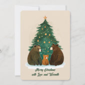 Woodland Beren Sterrenboom Snowy Charm Christmas Feestdagenkaart (Voorkant)