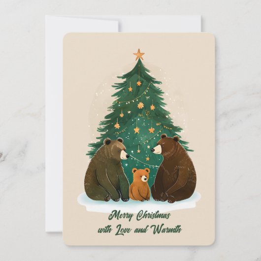 Woodland Beren Sterrenboom Snowy Charm Christmas Feestdagenkaart (Voorkant)