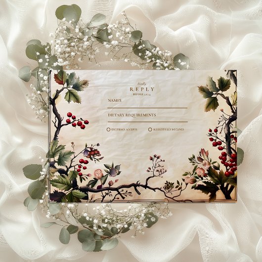  Woodland Berry Wedding RSVP Kaartje