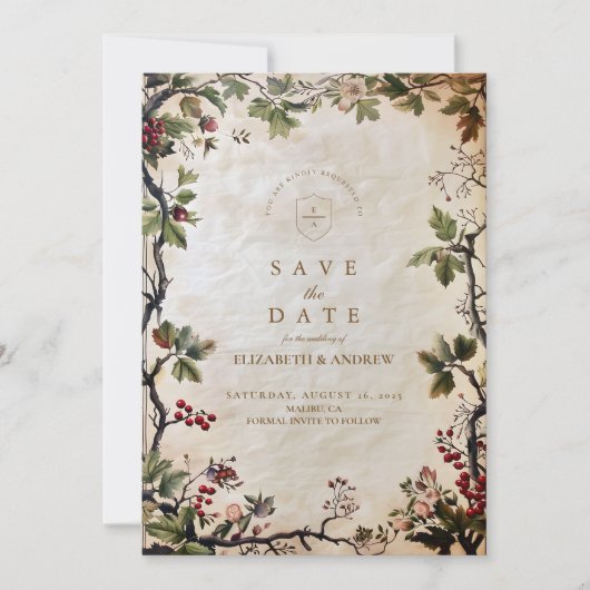  Woodland Berry Wedding Save The Date (Voorkant)