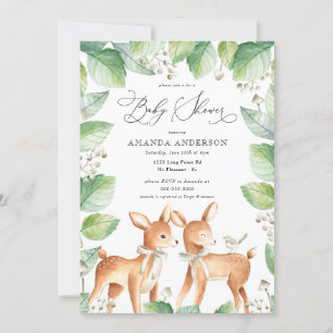 Woodland Beste Girl Greenery Neutral Baby shower Kaart