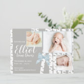 Woodland Birch en Bow Baby Geboorte met Foto's Aankondiging (Staand voorkant)