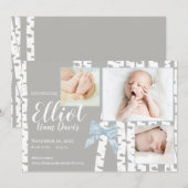 Woodland Birch en Bow Baby Geboorte met Foto's Aankondiging (Voorkant / Achterkant)