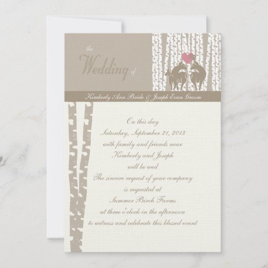Woodland Birch Wedding Kaart (Voorkant)