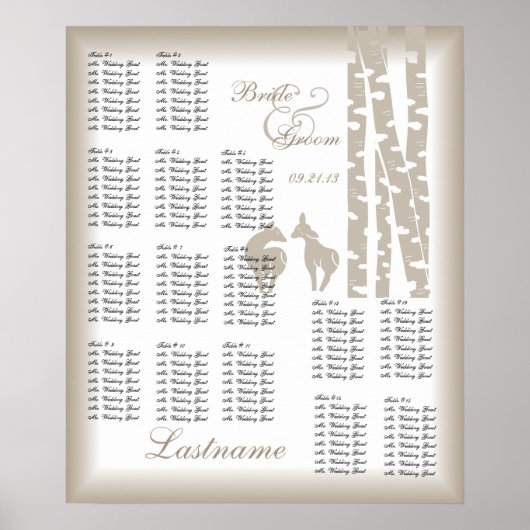 Woodland Birch Wedding Seating Chart Poster (Voorkant)