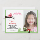Woodland Bird Forest Foto Birthday Invite Kaart (Voorkant)