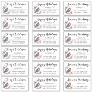 Woodland Bird kerstvakanay Adresetiketten Sticker