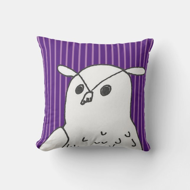 Woodland Bird Paars Cute Owl Kussen (Voorkant)