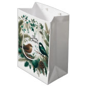 Woodland Birds and Branches Vakantie Medium Cadeauzakje (Voorkant Gekanteld)