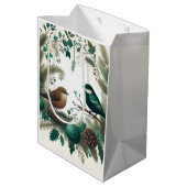 Woodland Birds and Branches Vakantie Medium Cadeauzakje (Achterkant Gekanteld)