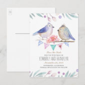 Woodland Birds Couple Bewaar de Datum Aankondigingskaart (Voorkant / Achterkant)