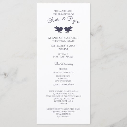 Woodland Birds en Foliage Paarse Programmakaart (Voorkant)