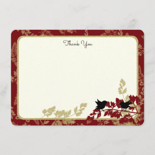 Woodland Birds en gebladerte Flat Kaart Dank u