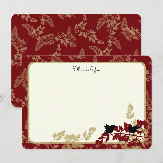 Woodland Birds en gebladerte Flat Kaart Dank u (Voorkant / Achterkant)