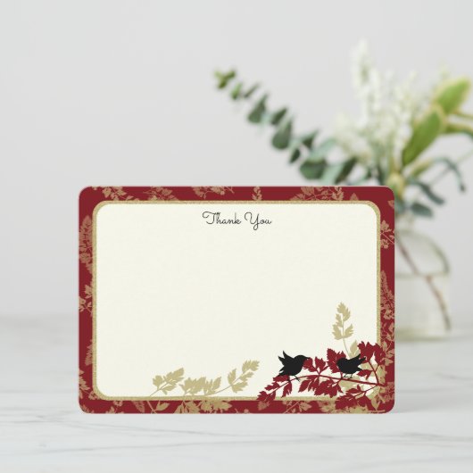 Woodland Birds en gebladerte Flat Kaart Dank u (Staand voorkant)