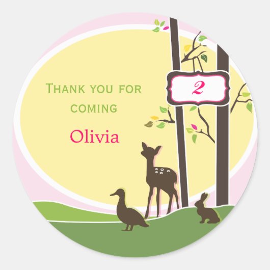 Woodland Birthday Favor Sticker (Voorkant)