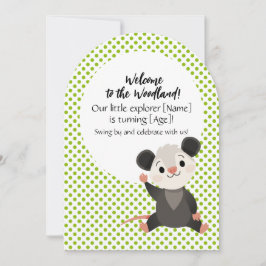 Woodland Birthday Invitation – Cute Opossum  Kaart