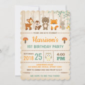 Woodland Birthday Invitation Forest Animal Party Kaart (Voorkant)