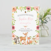 Woodland Birthday Invitation Forest Animals Party Kaart (Staand voorkant)