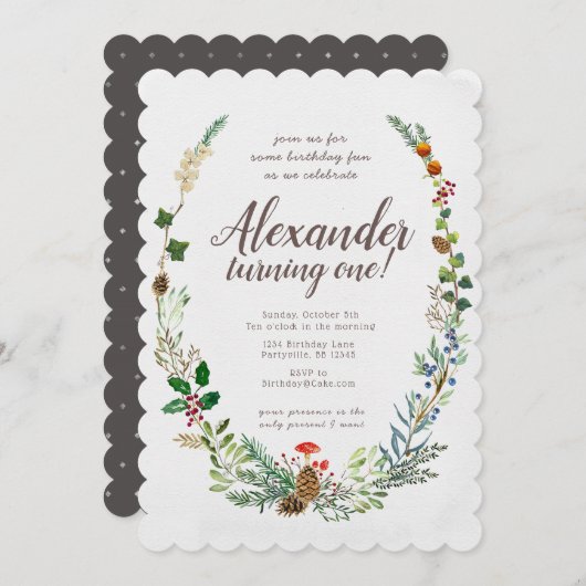 Woodland Birthday Invitation Kaart (Voorkant / Achterkant)