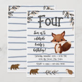 Woodland Birthday Invitation Kaart (Voorkant / Achterkant)