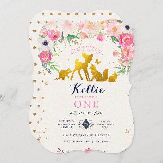 Woodland Birthday Invitation Kaart (Voorkant / Achterkant)