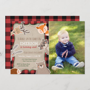 Woodland Birthday Invitation Lumberjack Fox Beer Kaart