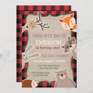 Woodland Birthday Invitation Lumberjack Fox Beer Kaart