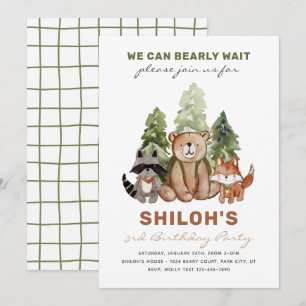 Woodland Birthday Invitation   Modern Birthday Kaart