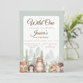 Woodland Birthday Invitation | Wild One Birthday Kaart (Staand voorkant)