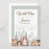 Woodland Birthday Invitation | Wild One Birthday Kaart (Voorkant / Achterkant)