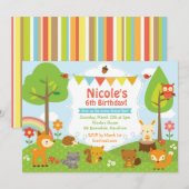 Woodland Birthday Invitation / Woodland Invitation Kaart (Voorkant / Achterkant)