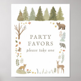 Woodland Birthday Party Favors Sign Poster