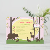 Woodland Birthday Party Invitation Kaart (Staand voorkant)